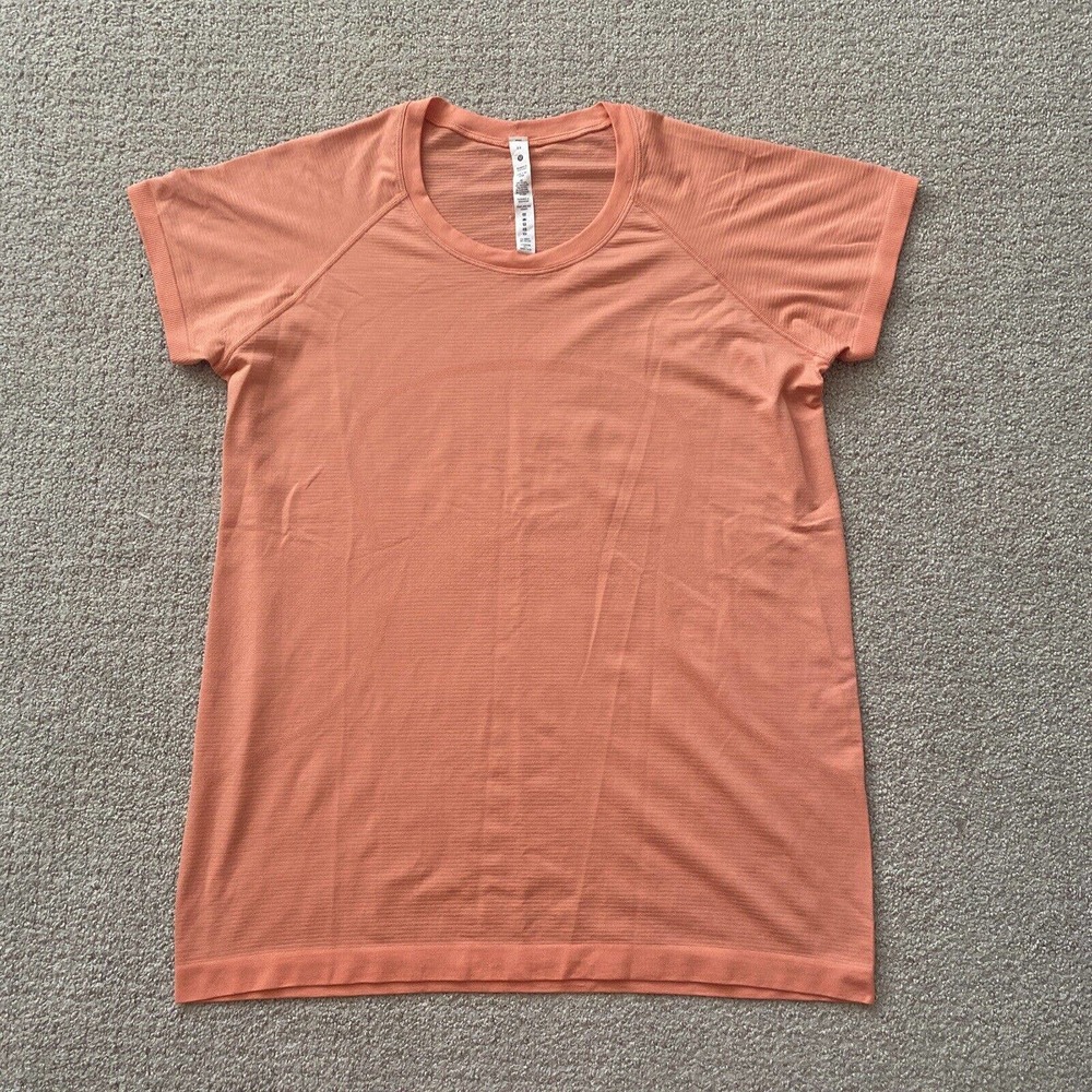 Lululemon Swiftly Tech Short Sleeve Scoop Neck Orange Size 14 Women Top Stretch